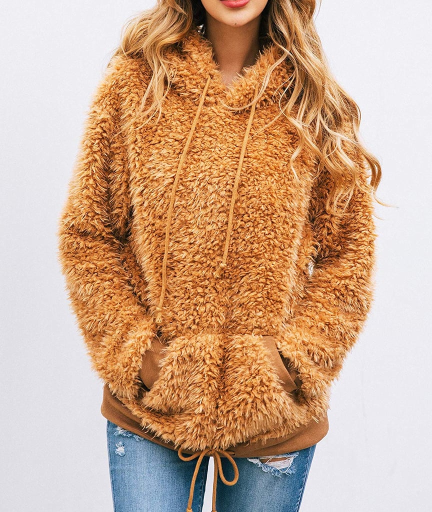 Prettygarden Drawstring Fuzzy Sweater Hoodie