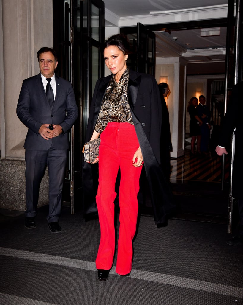 Victoria Beckham Red Pants and Snakeskin Blouse January 2019 | POPSUGAR ...