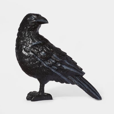 Plastic Matte Black Raven Halloween Decorative Sculpture