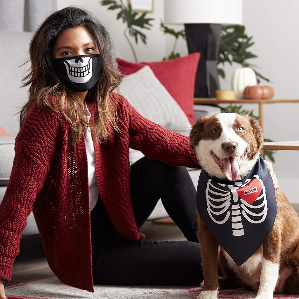 Milk-Bone Halloween Face Mask and Dog Bandana — Skeleton Print Set For Big Dogs
