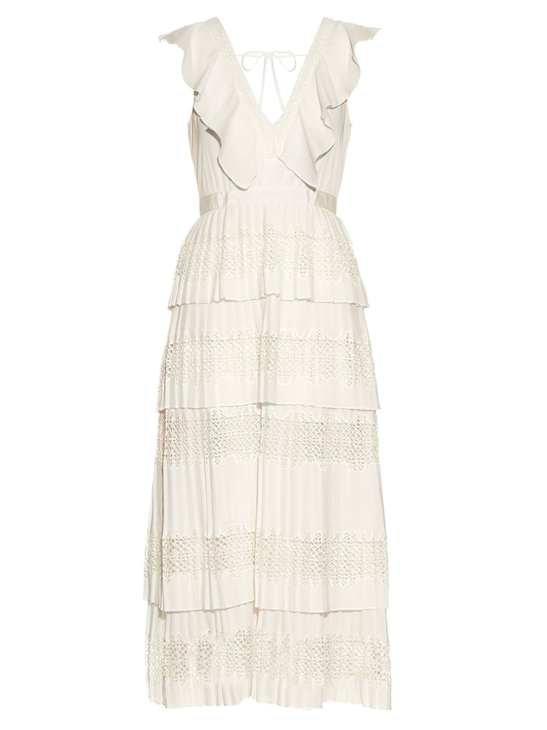 Self-Portrait Victoria Tiered-Pleated Crepe de Chine Dress ($460)