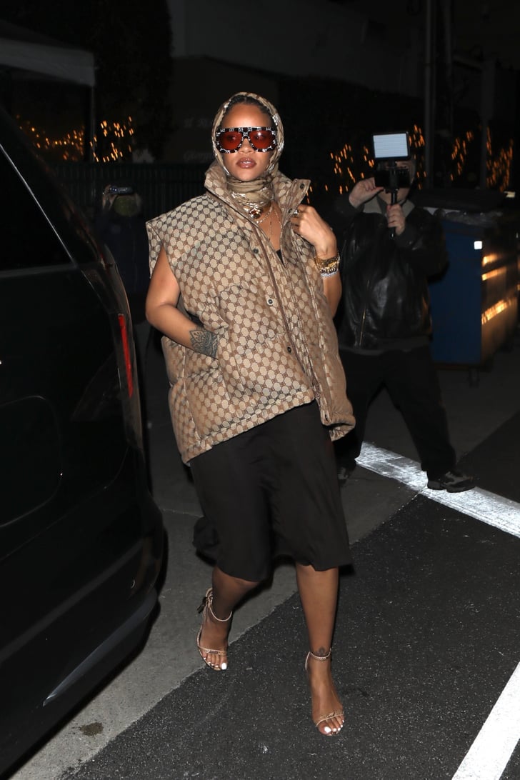 Rihanna Does Date Night with A$AP Rocky in Gucci x Balenciaga Puffer Vest &  Snakeskin Sandals