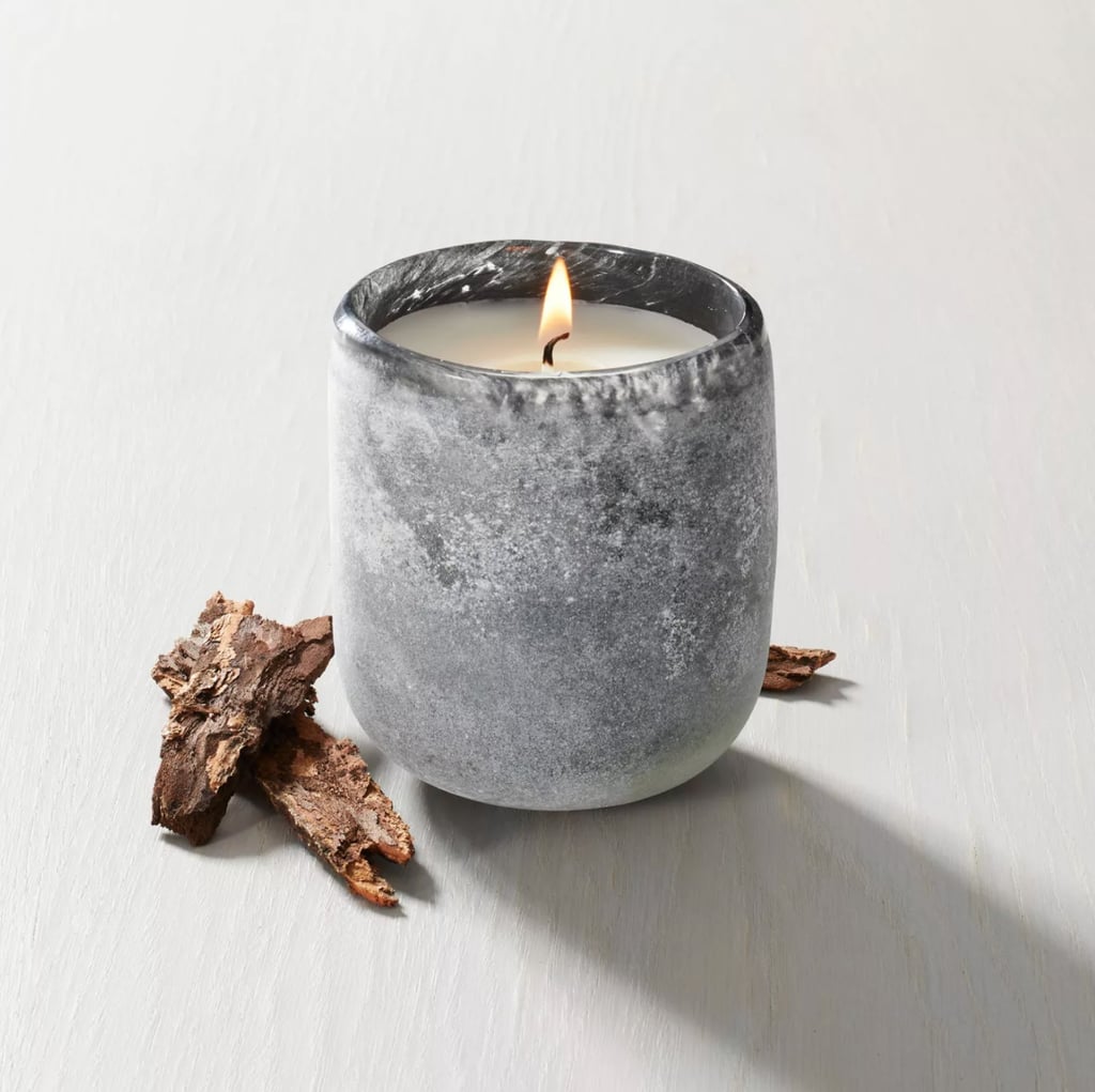 Cute Candle: Smoked Woods Textured Glass Seasonal Candle