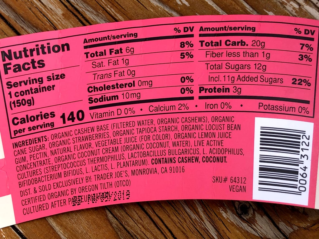 Nutritional Information For Trader Joe's Cashew Yoghurt