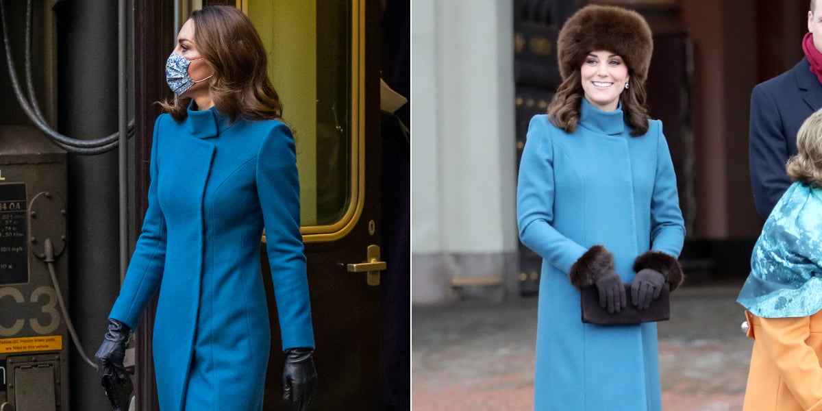 Kate Middleton Rewears Her Blue Catherine Walker Coat POPSUGAR Fashion