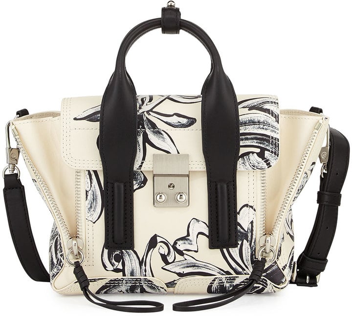 3.1 Phillip Lim Pashli Mini Floral-Print Satchel Bag, Off White/Black ($850)