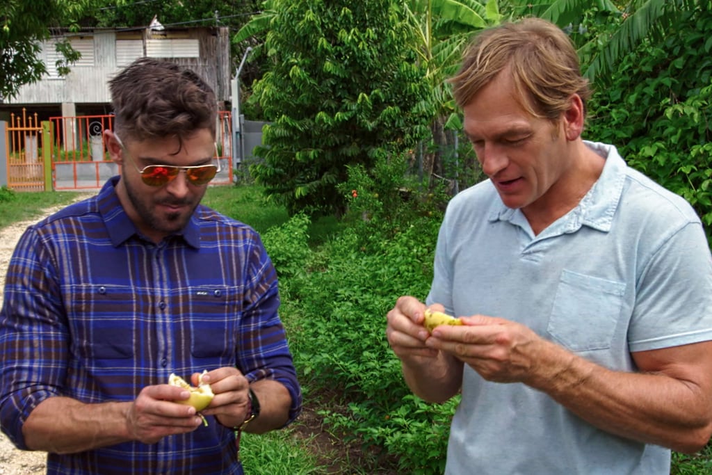 Efron and Olien test out food that's super delicious and good for you. Efron's beard is still a little short, but we're digging the rolled up sleeves on his blue flannel.