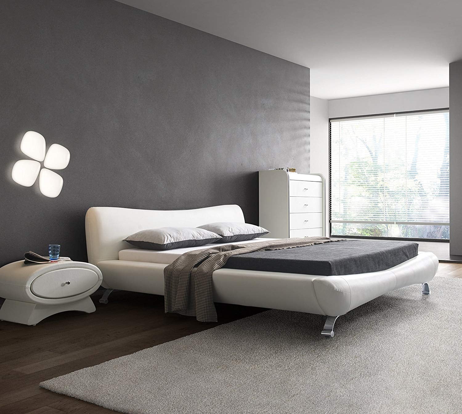Us pride furniture faux leather store platform bed with led lights