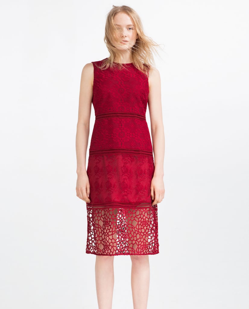 Zara Contrast Embroidered Dress With Lace ($100)