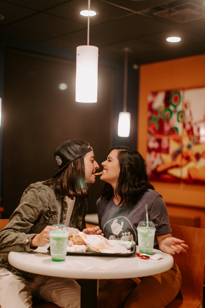 Couple Takes Engagement Photos at Taco Bell