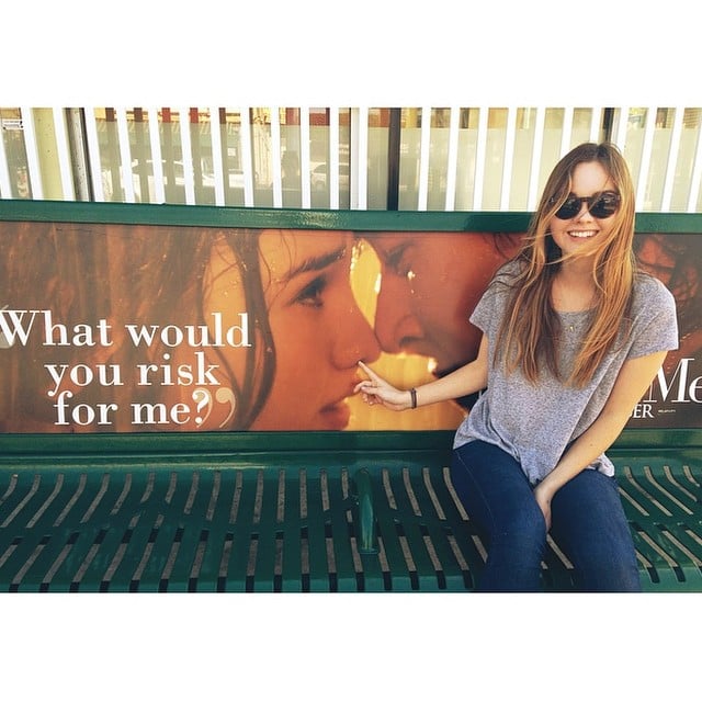 The Best of Me star Liana Liberato took a photo with her movie ad. 
Source: Instagram user lianaliberato