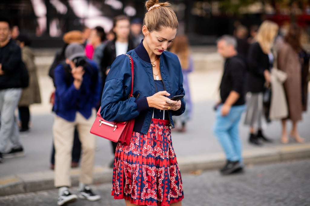 Rethink colour coordination and match your handbag to your miniskirt.