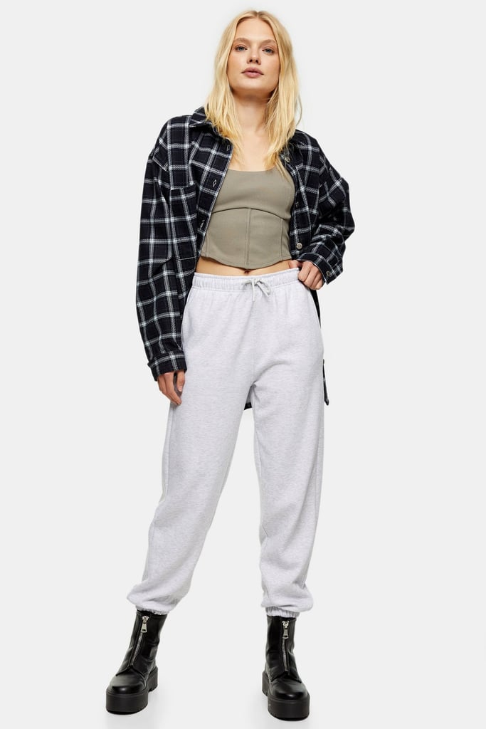 TOPSHOP Pale Gray 90s Oversized Sweatpants in Grey Marl