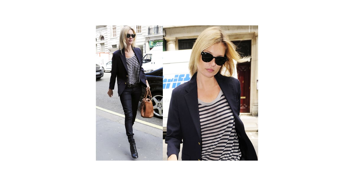 Photos of Kate Moss in London in Striped Tee and Skinny Jeans