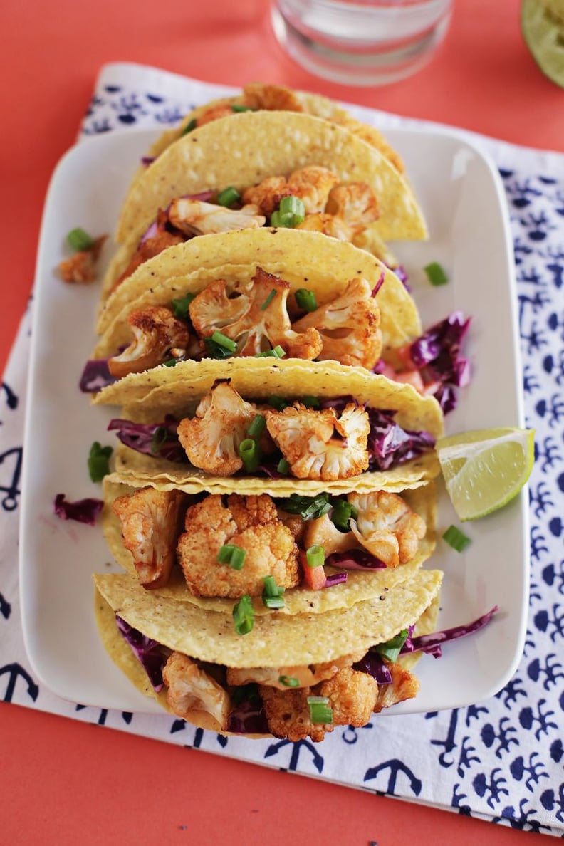 Sriracha Roasted Cauliflower Tacos With Red Cabbage Slaw