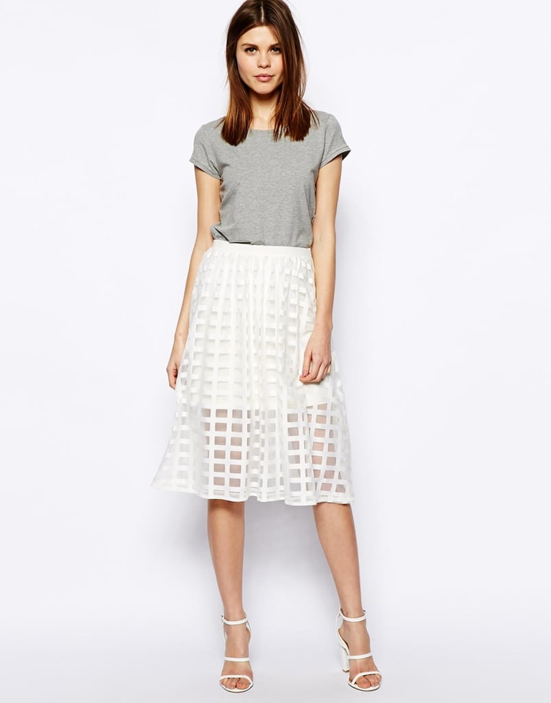 ASOS Sheer Check Midi Skirt