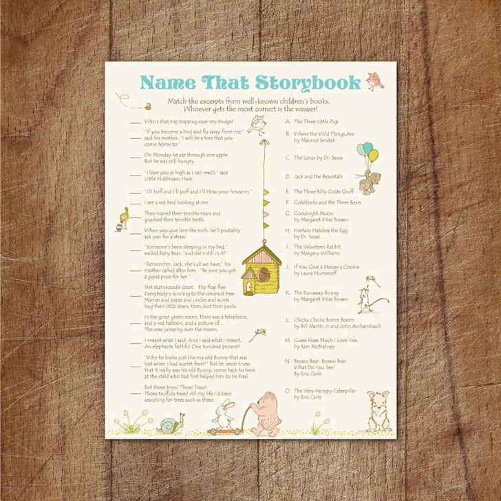 Name That Storybook Printable Baby Shower Game Printable Baby Shower