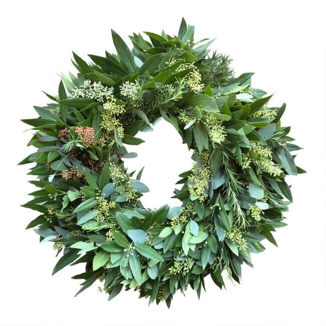 World Market Fresh Bay Leaf, Eucalyptus and Rosemary Wreath