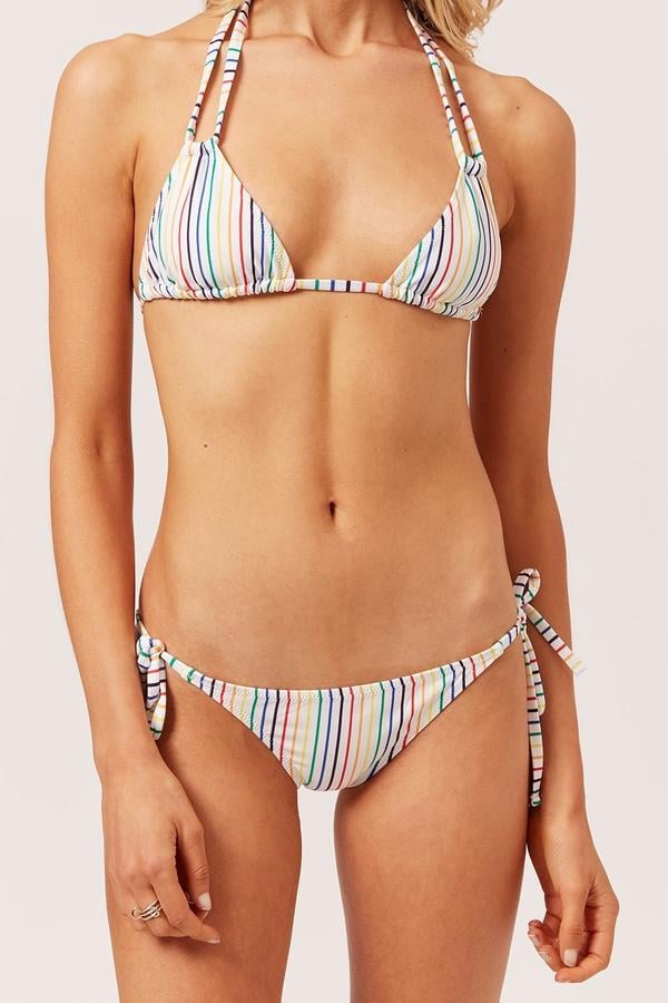 White Halterneck Rainbow Bikini Top