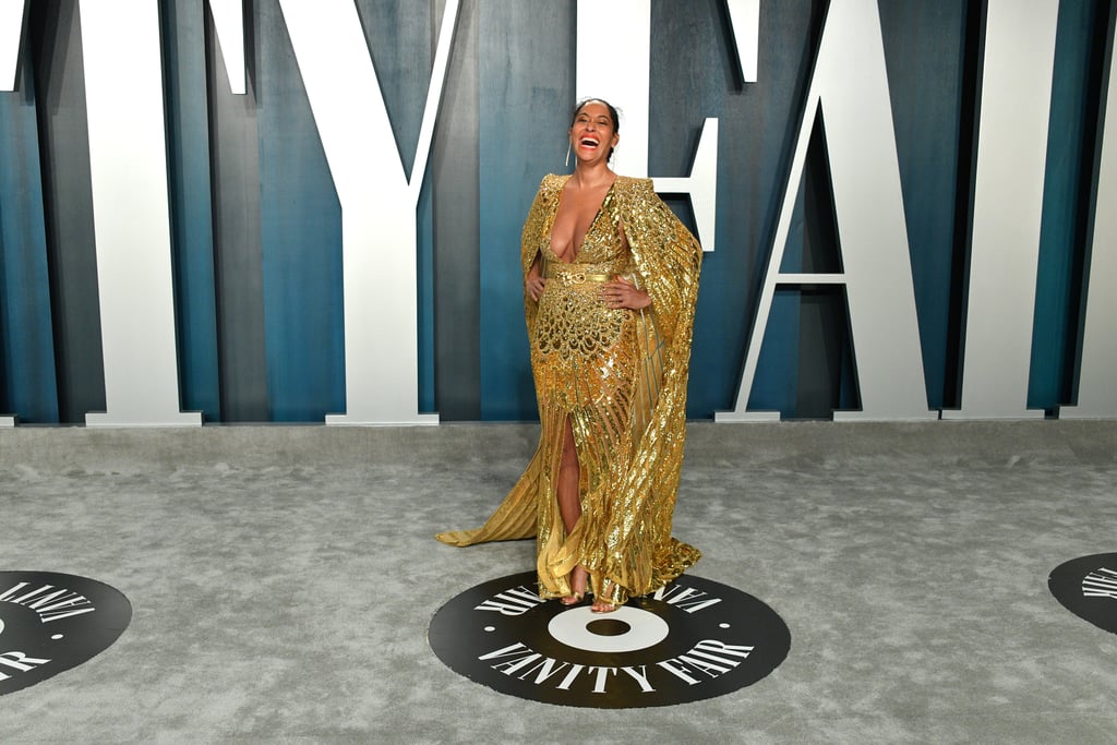 Tracee Ellis Ross Gold Dress Vanity Fair Oscars Party 2020