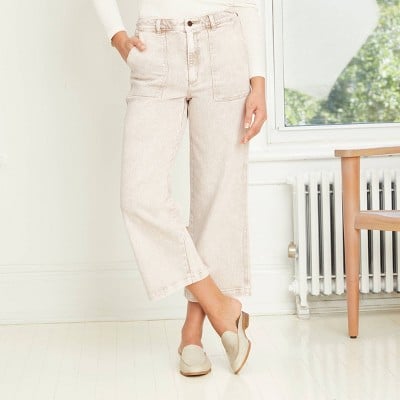 Women's High-rise Corduroy Wide Leg Jeans - Universal Thread™ Cream 26 :  Target