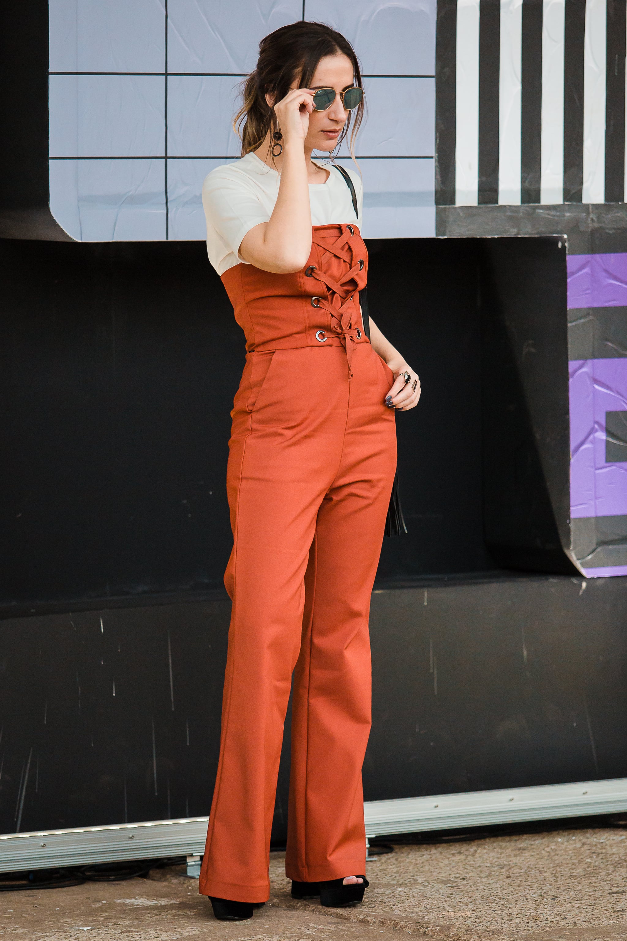 Jumpsuit with crop top layer on sale