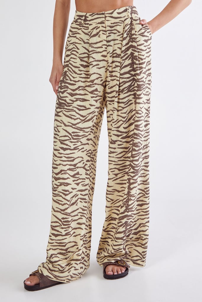 Nasty Gal Zebra Print Linen Tailored Trousers