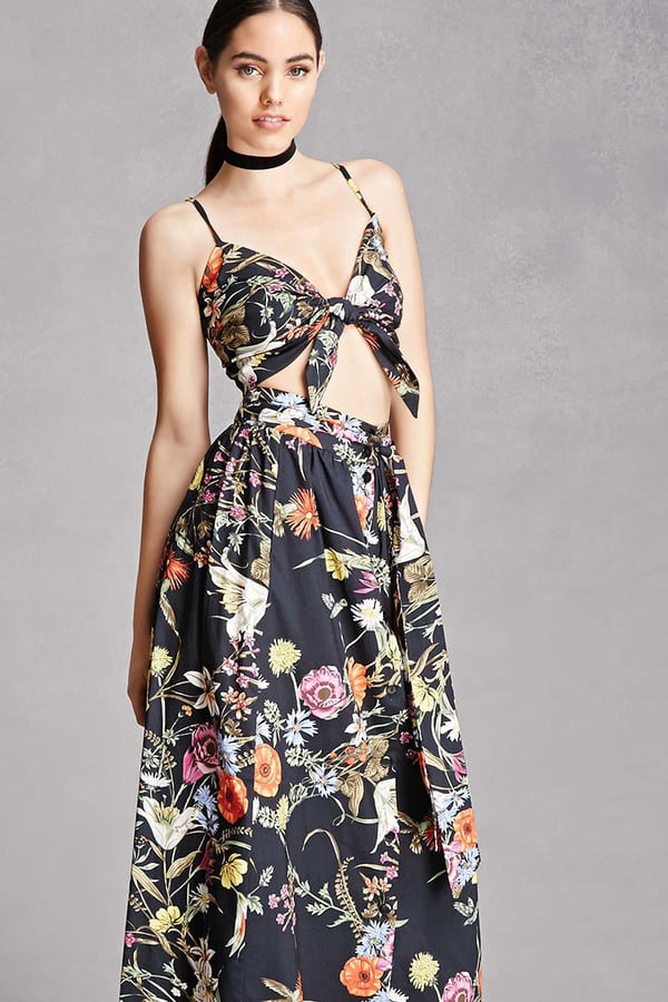 Forever 21 FOREVER 21+ Floral Crop Top and Skirt Set
