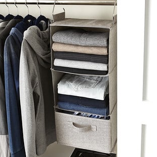 Grey Three-Compartment Hanging Sweater Organizer