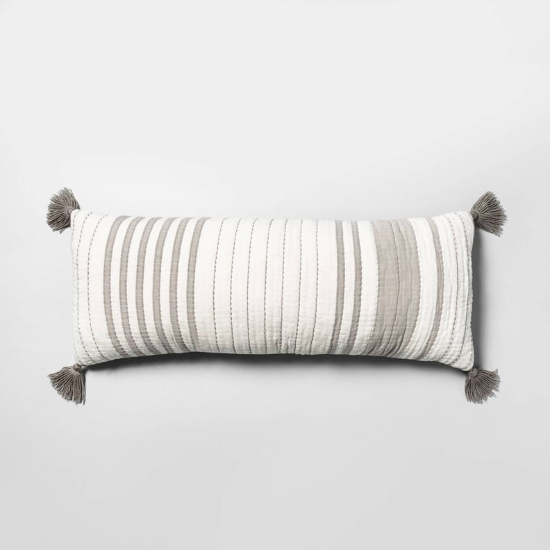 Lumbar Pillow Oversized in Stripe Gray and Sour Cream