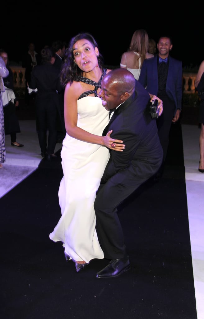 Rosario Dawson had a silly moment with a friend on the dance floor.