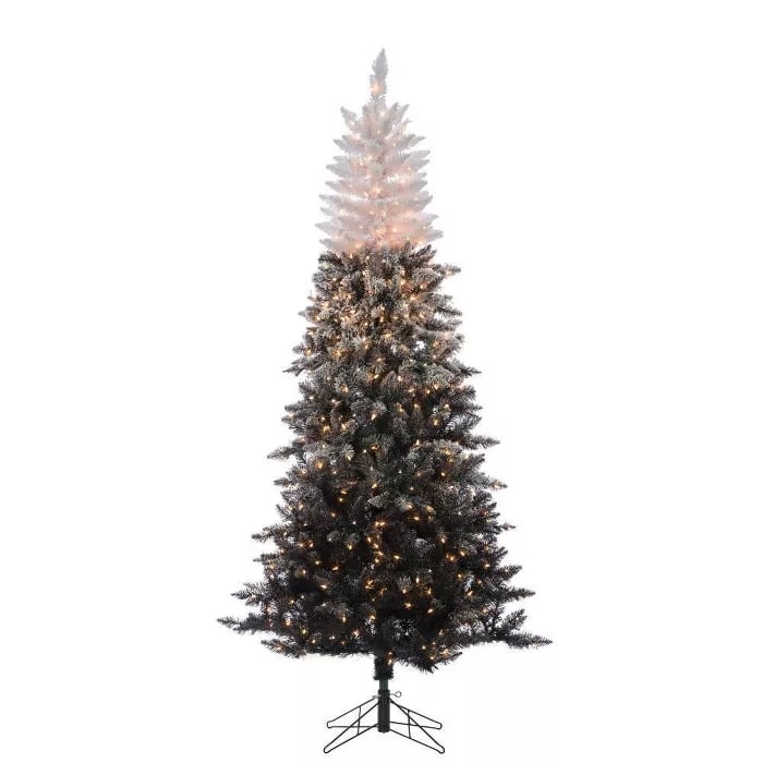 Sterling Tree Company Flocked Prelit Black Ombre Tree