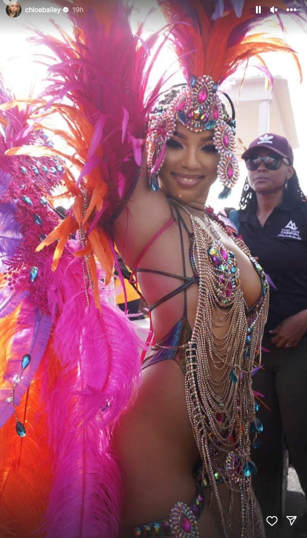 Chlöe's Bejeweled Bodysuit at Carnival in St. Lucia