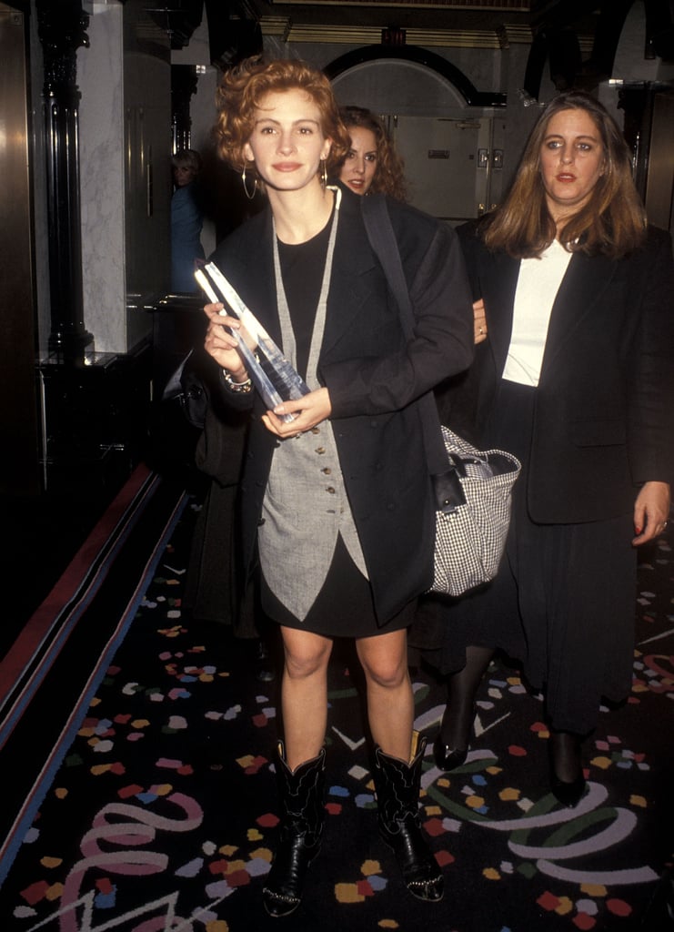 Julia mastered the art of layering with a vest and oversize blazer at an event in 1991.