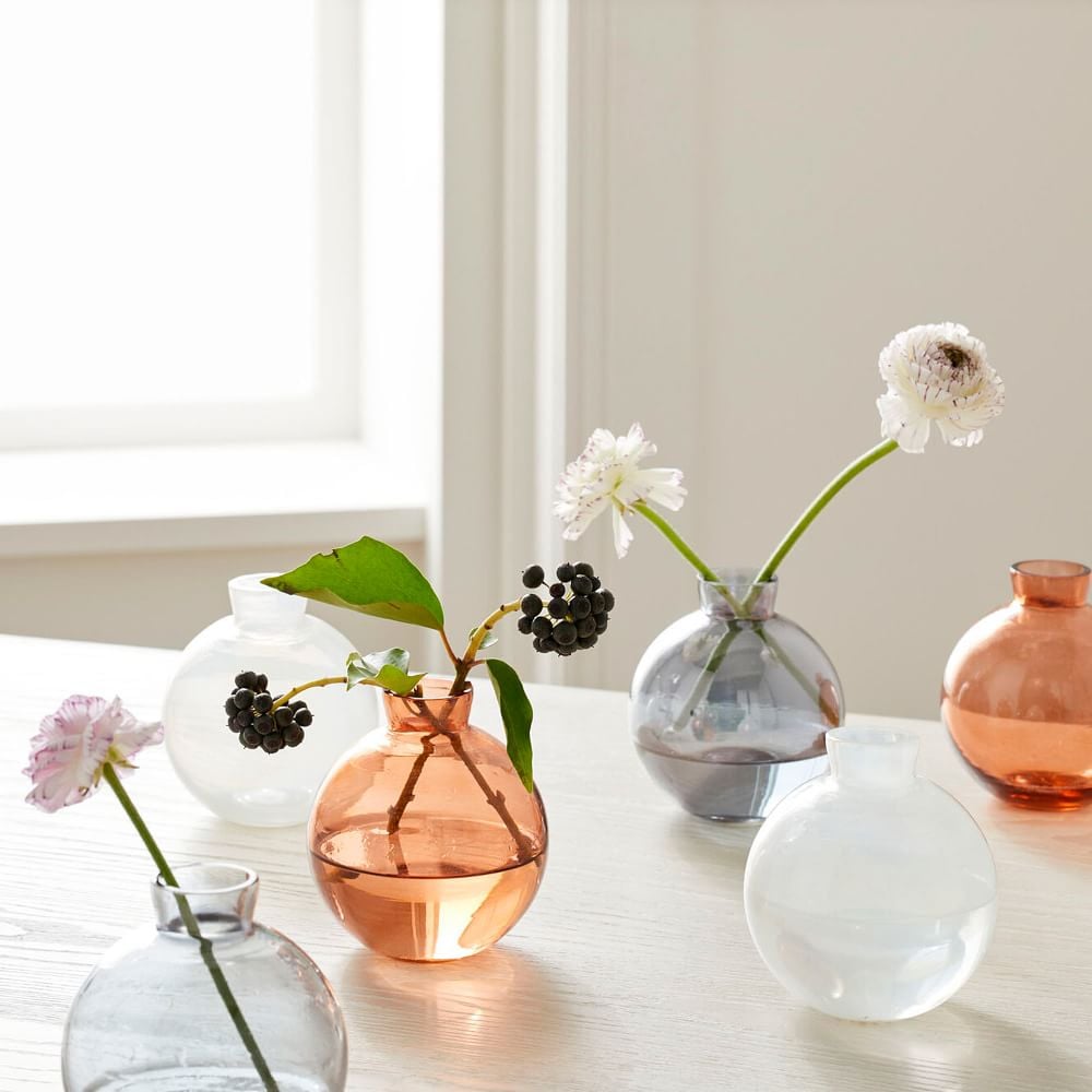 West Elm Colored Glass Bud Vases Set