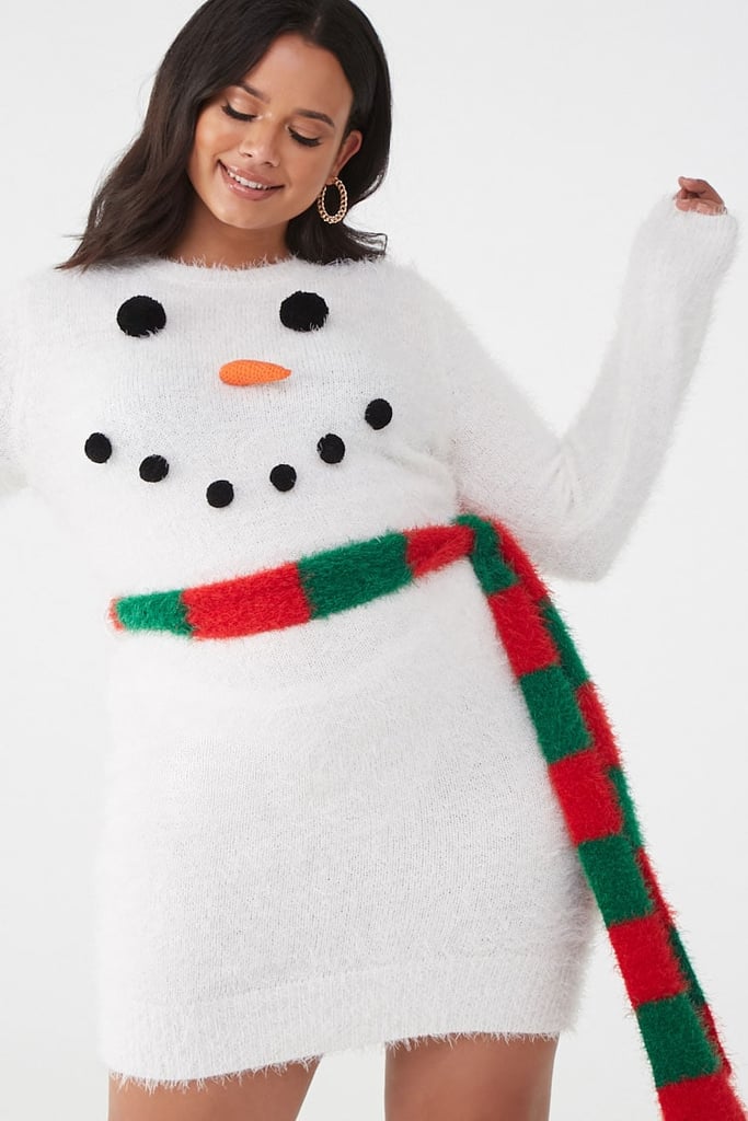 Snowman Plus-Size Sweater Dress
