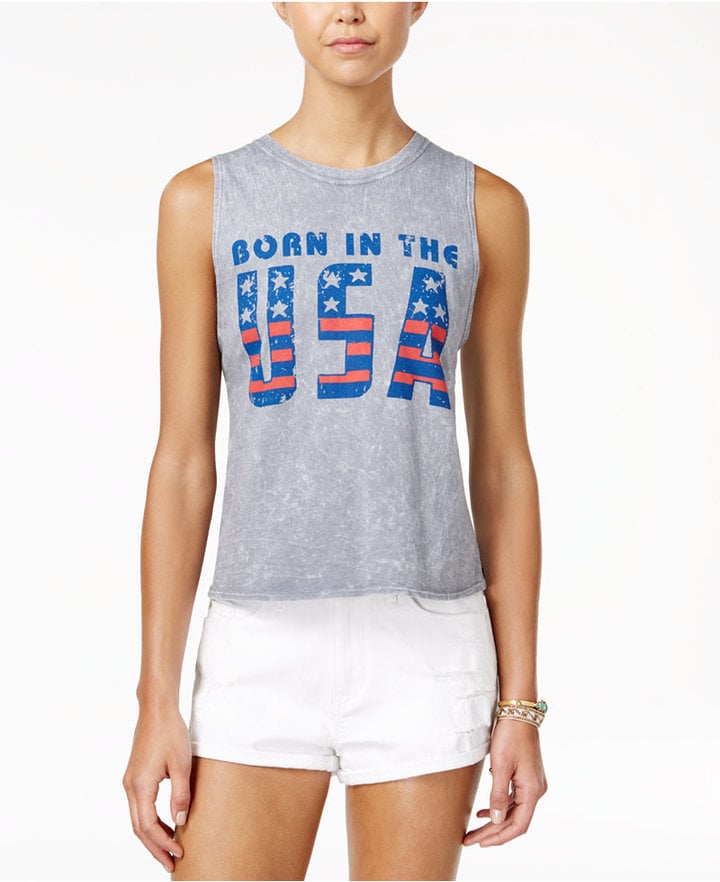 American Rag Juniors' Born in the USA Flag Graphic High-Low Tank Top