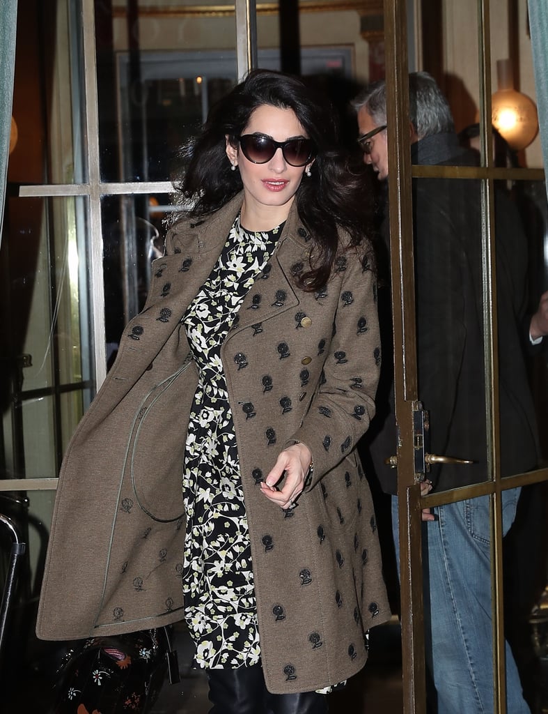 Amal Clooney Wearing Florals in Paris February 2017