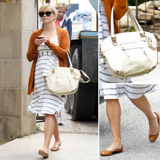 Reese Witherspoon Striped Dress Orange Cardigan | POPSUGAR Fashion