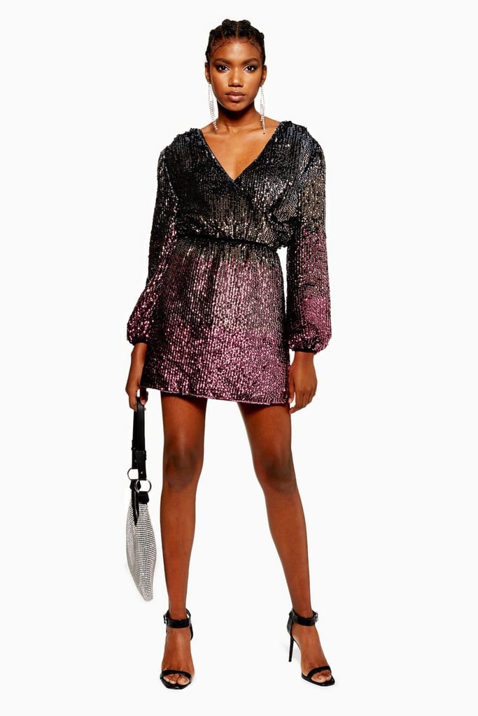 Topshop Ombre Sequin Wrap Dress | 16 Stunning Holiday Dresses No One Will  Ever Suspect Cost Less Than $100 | POPSUGAR Fashion Photo 8