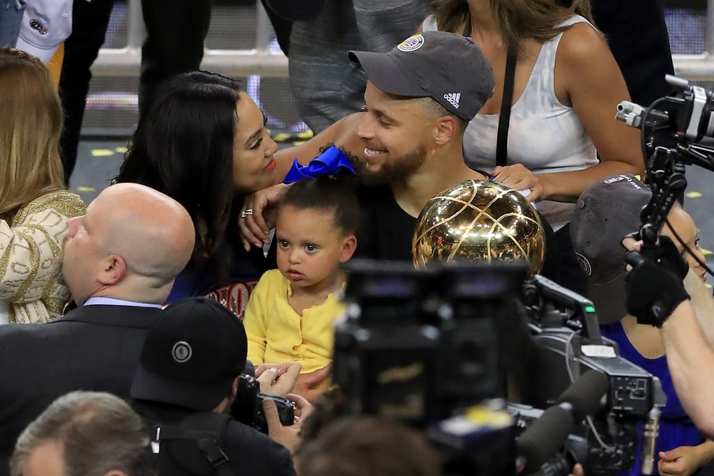 Stephen Curry With Daughters at NBA Finals Game June 2017