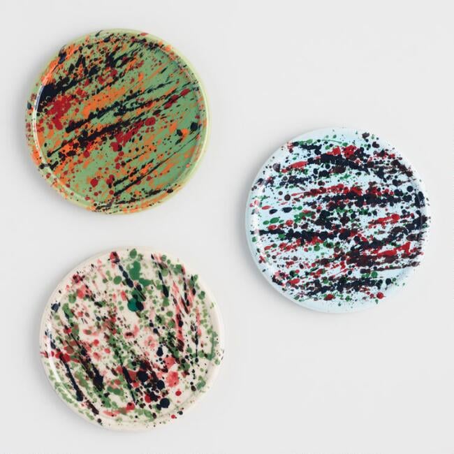 Splatter Art Ceramic Coasters Set of Three