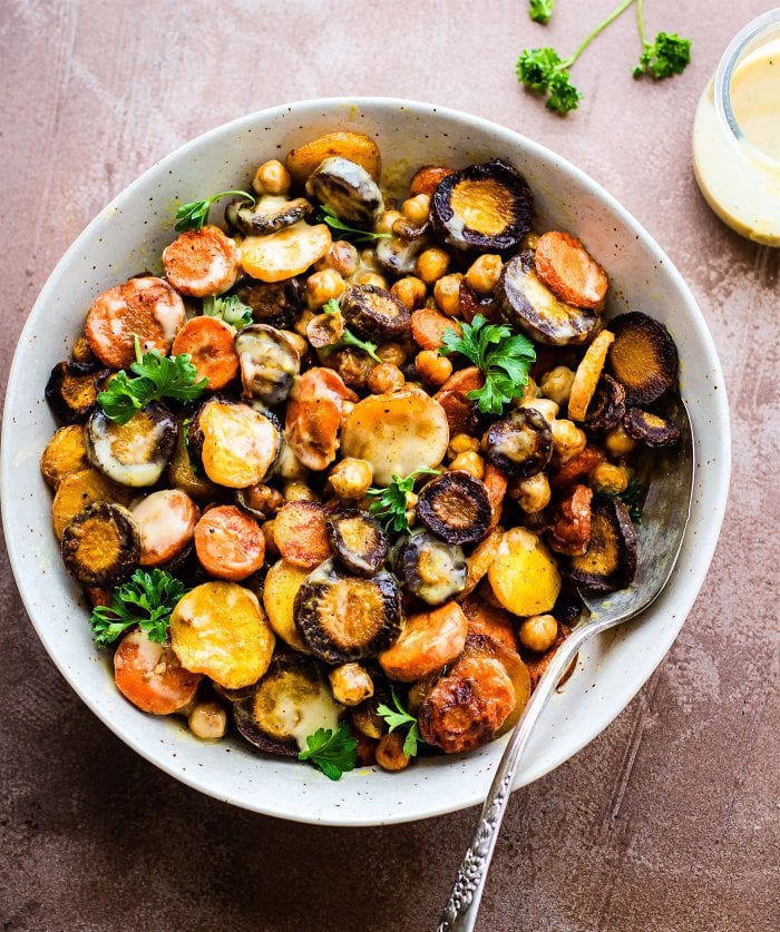 Turmeric Roasted-Chickpea Carrot Salad