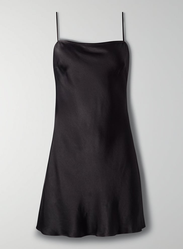 Wilfred Alto Dress Mini Satin Slip Dress | Zoë Kravitz Wearing a Black ...