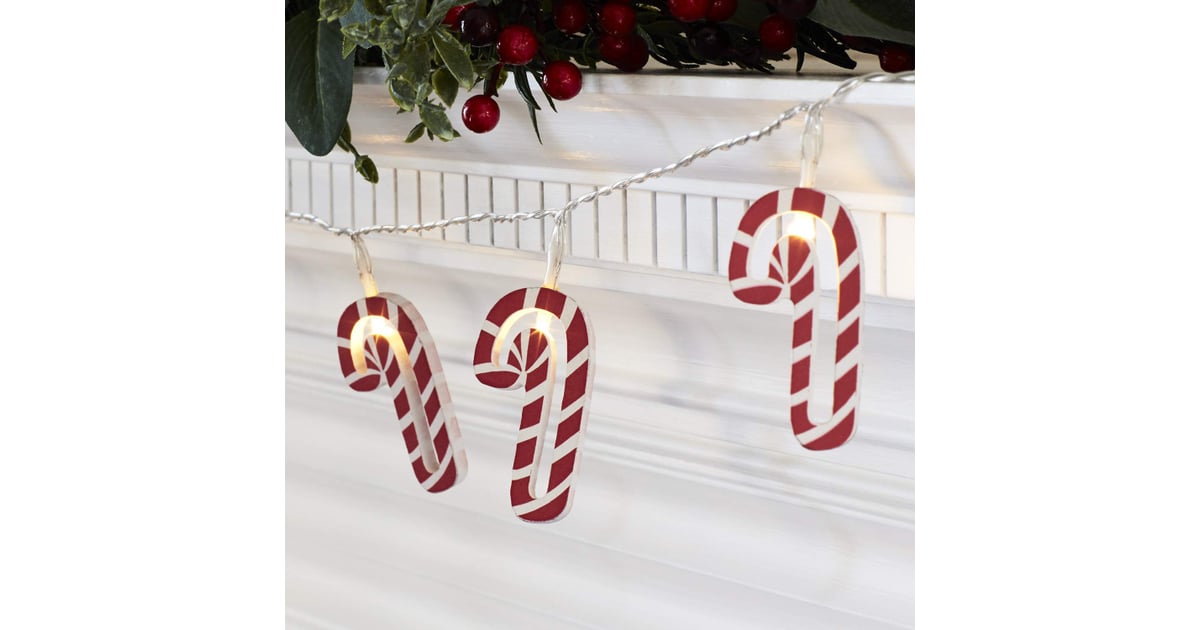 Wooden Candy Cane LED Christmas String Lights | The Best Christmas