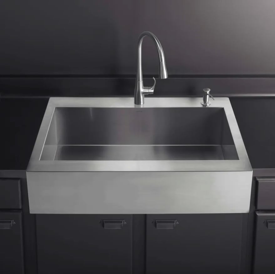 KOHLER Vault Farmhouse Apron Front Single Bowl 2-Hole Kitchen Sink