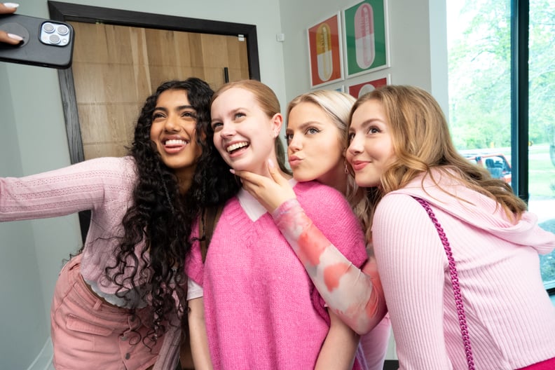 Avantika, Renee Rapp, Angourie Rice and Bebe Wood on the set of Mean Girls from Paramount Pictures. Photo Credit: Jojo Whilden/Paramount ©2023 Paramount Pictures.