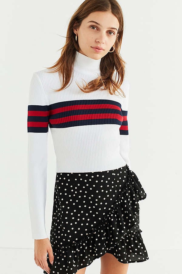 UO Izzie Striped Mock-Neck Sweater