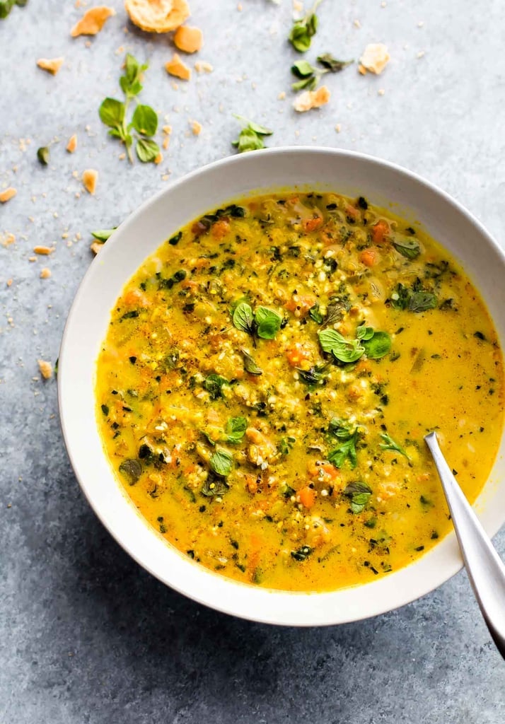 Curried Cauliflower, Rice, and Kale Soup
