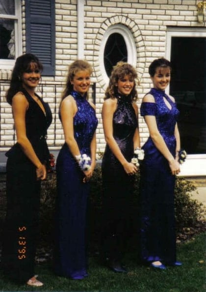 "Blue halter gowns with sparkles and matching shoes were all the rage. LOL!" 
— Jaime Richards 